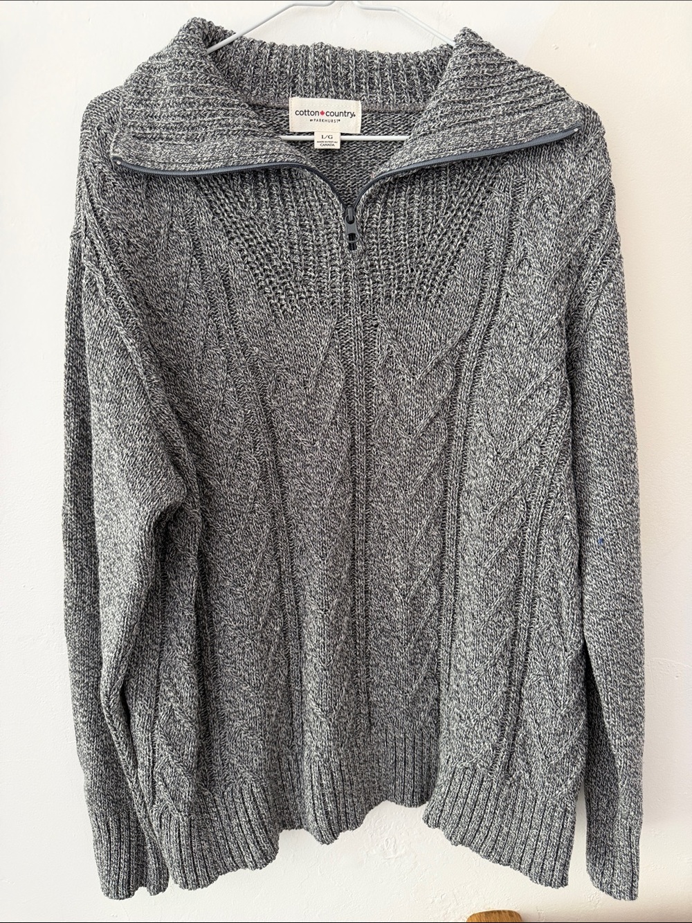 Parkhurst Gray Zip-Up Cable Knit Sweater
